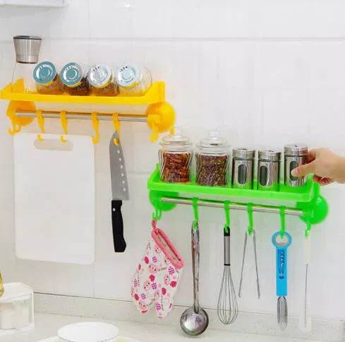 Rak Gantung Kamar Mandi Tempel 2in1 Bahan Plastik (Rak dan Hook Gantung)