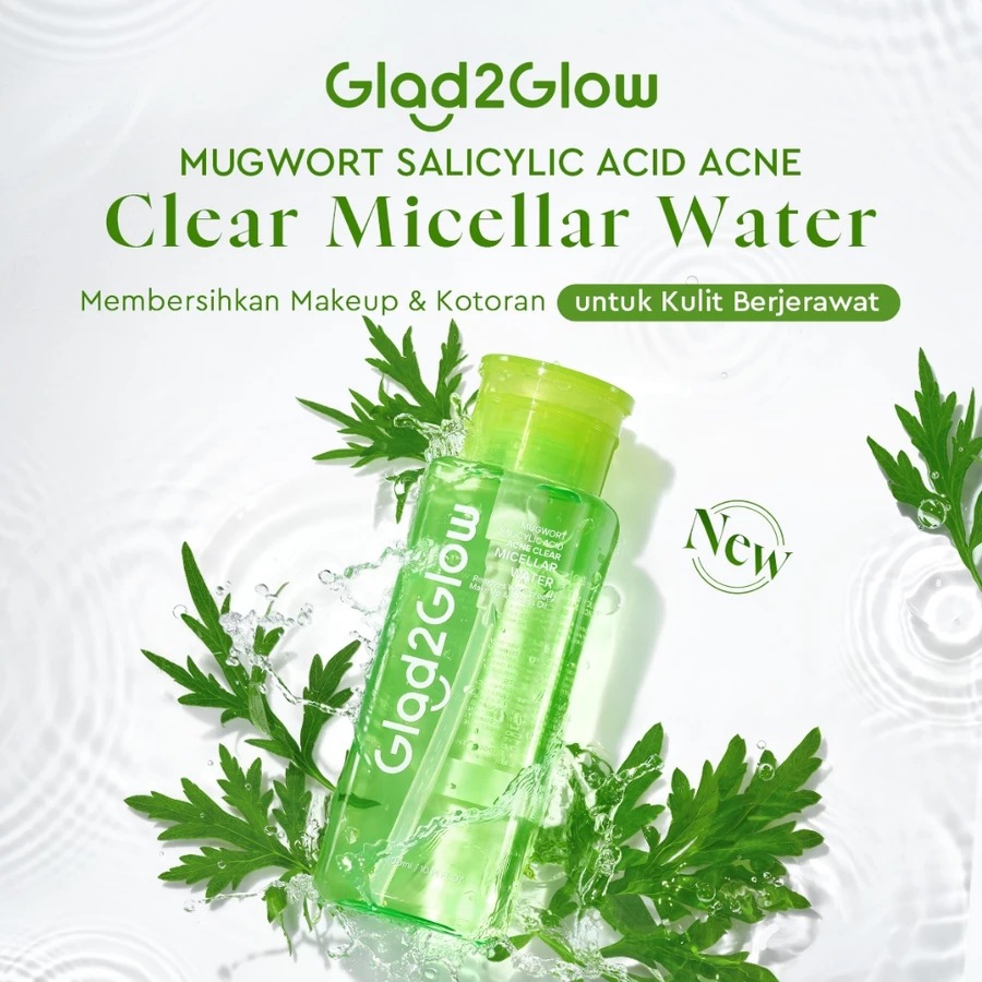 Glad 2 Glow Micellar Water - Mugwort Salicylic Acid Acne Clear 300ml Glad 2 Glow Micellar Water - Mugwort Salicylic Acid Acne Clear 300ml
