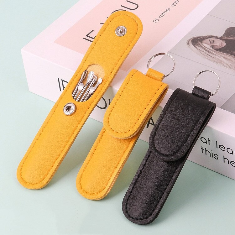 Earpick Stainless Set 6in1 + POUCH Dompet Mini (Korek Kuping / Alat Pembersih Telinga)