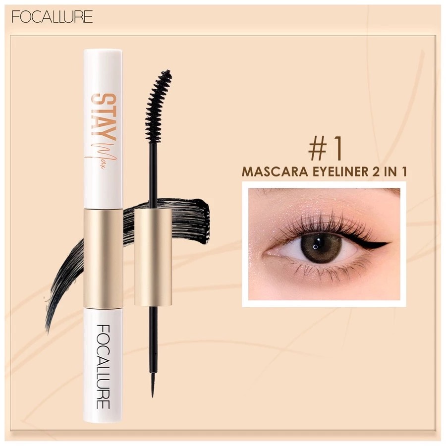 Focallure Stay Waterproof Mascara & Eyeliner 2in1 (FA160) - 01