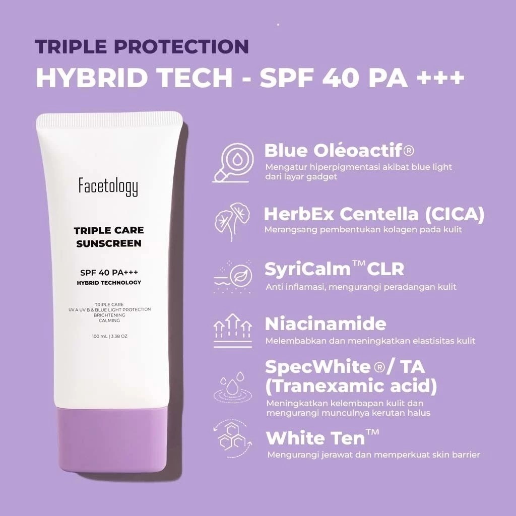 Facetology Triple Care Sunscreen SPF40 PA+++ 100ml Facetology Triple Care Sunscreen SPF40 PA+++ 100ml
