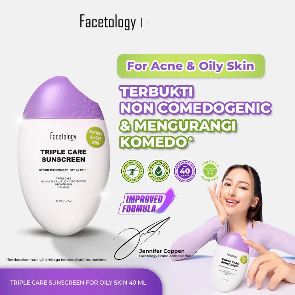 Facetology Triple Care Sunscreen For Oily & Acne Skin SPF40 PA+++ 40ml