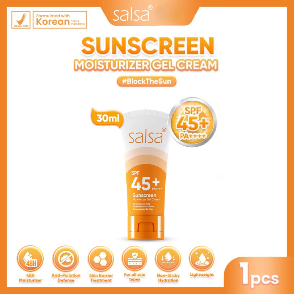 Salsa Sunscreen Moisturizer Gel Cream SPF45+ PA++++ 30gr