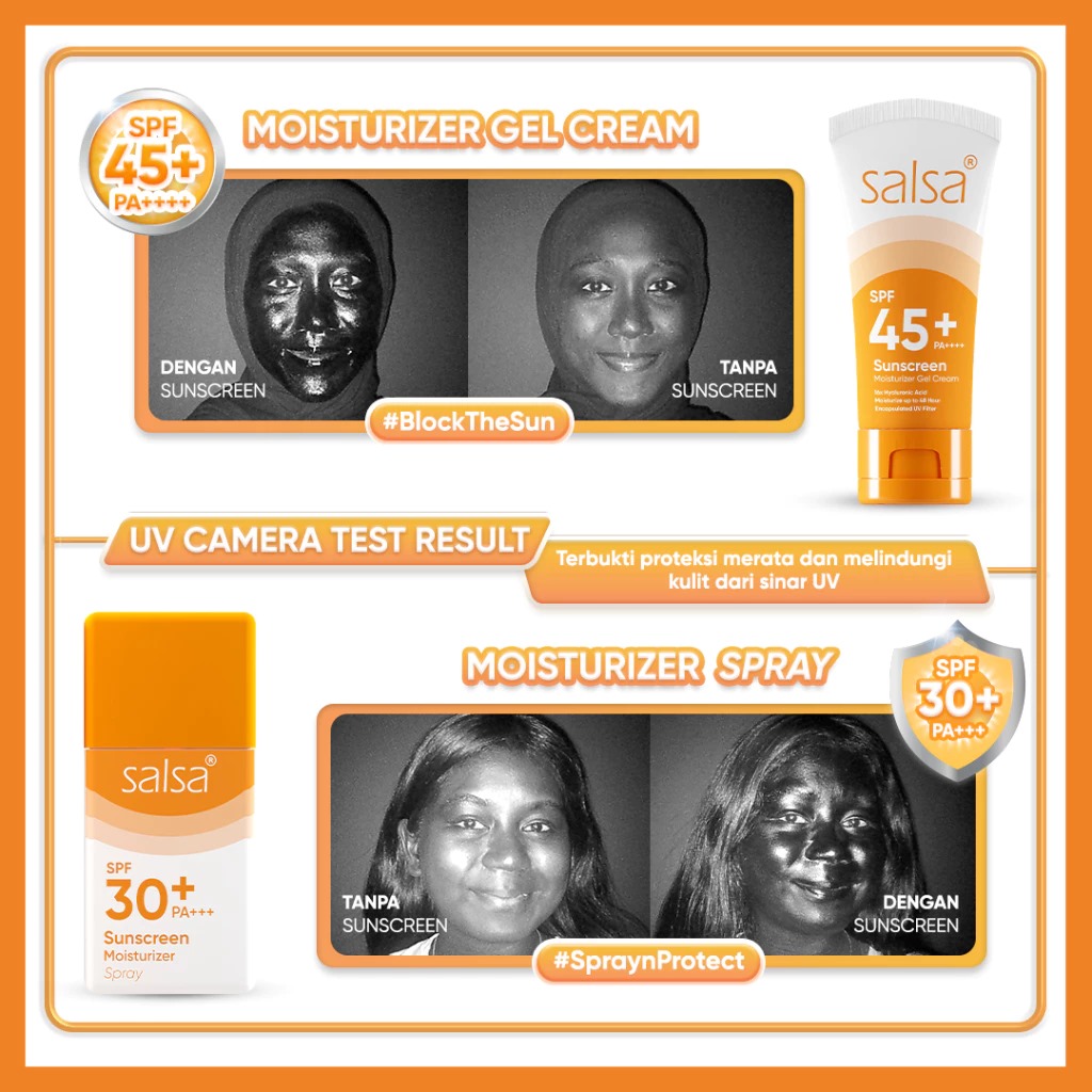 Salsa Sunscreen Moisturizer Gel Cream SPF45+ PA++++ 30gr