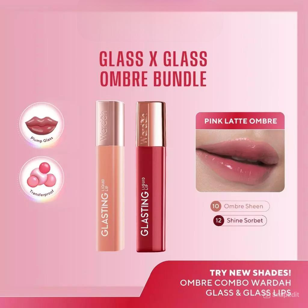 BUNDLING Wardah Glasting Liquid Lip 3.5gr 10 Ombre Sheen + 12 Shine Sorbet