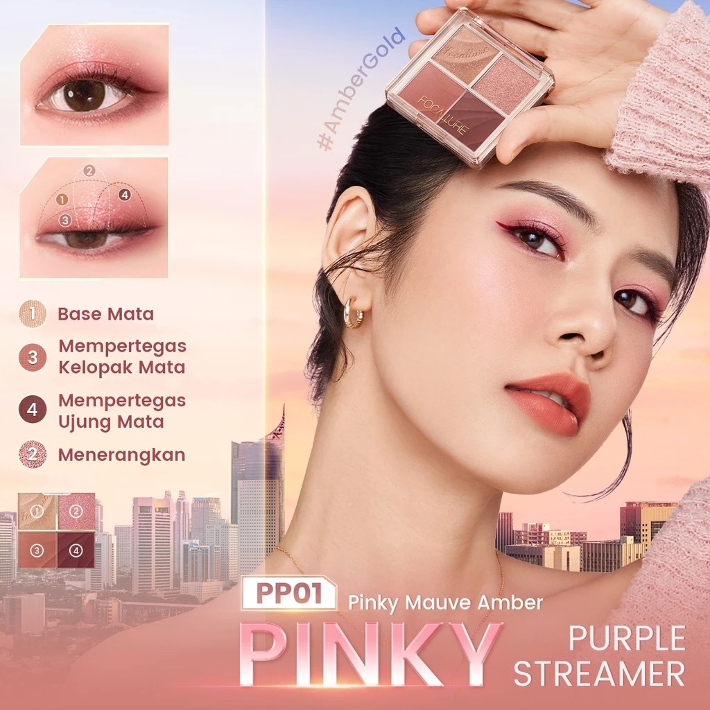 Focallure 4 Pan Eyeshadow Palette (FA314) 1.75gr - PP01 Pinky Mauve Amber Focallure 4 Pan Eyeshadow Palette (FA314) 1.75gr - PP01 Pinky Mauve Amber