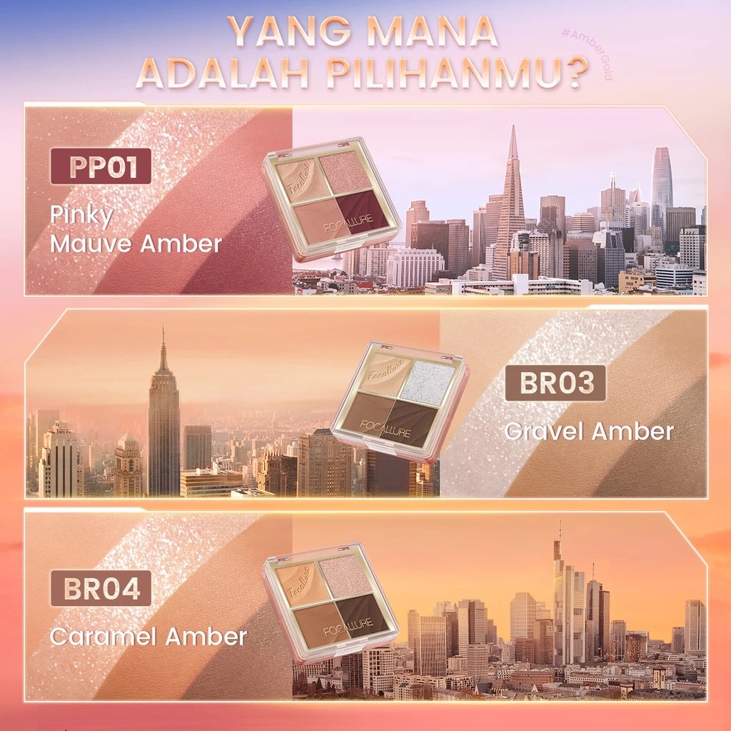 Focallure 4 Pan Eyeshadow Palette (FA314) 1.75gr - PP01 Pinky Mauve Amber Focallure 4 Pan Eyeshadow Palette (FA314) 1.75gr - PP01 Pinky Mauve Amber