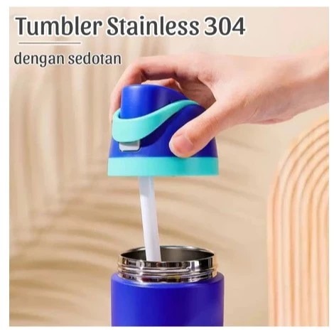 Tumblr Premium Stainless Warna Warni 560ml (2376) - BIRU MUDA (Botol Tahan Panas Dingin)