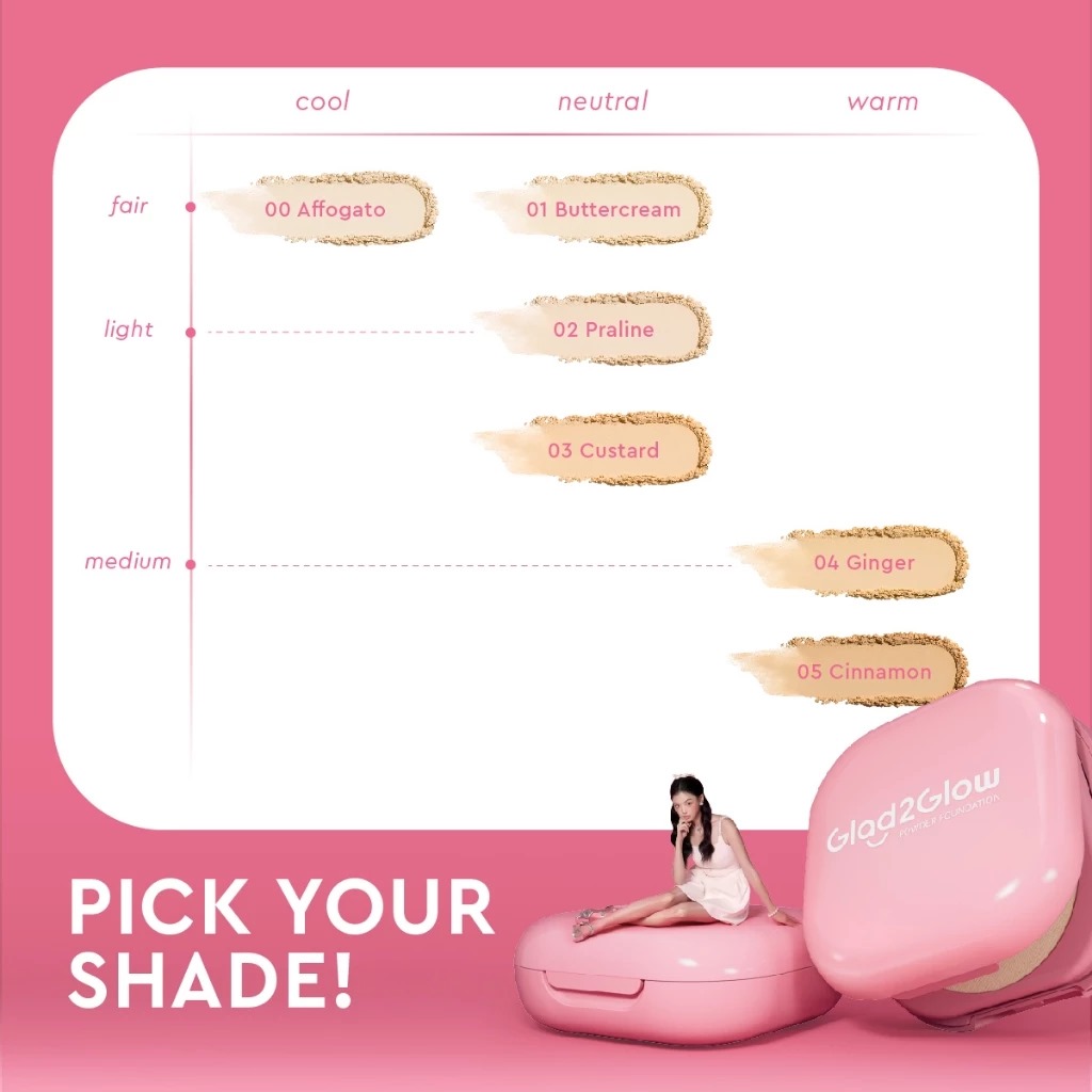 Glad 2 Glow Perfect Blurring Powder Foundation 8.5gr - 00 Affogato