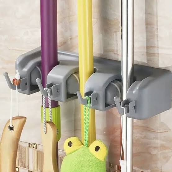 Mop Holder 3 Slot - Alat Gantung Sapu Dinding