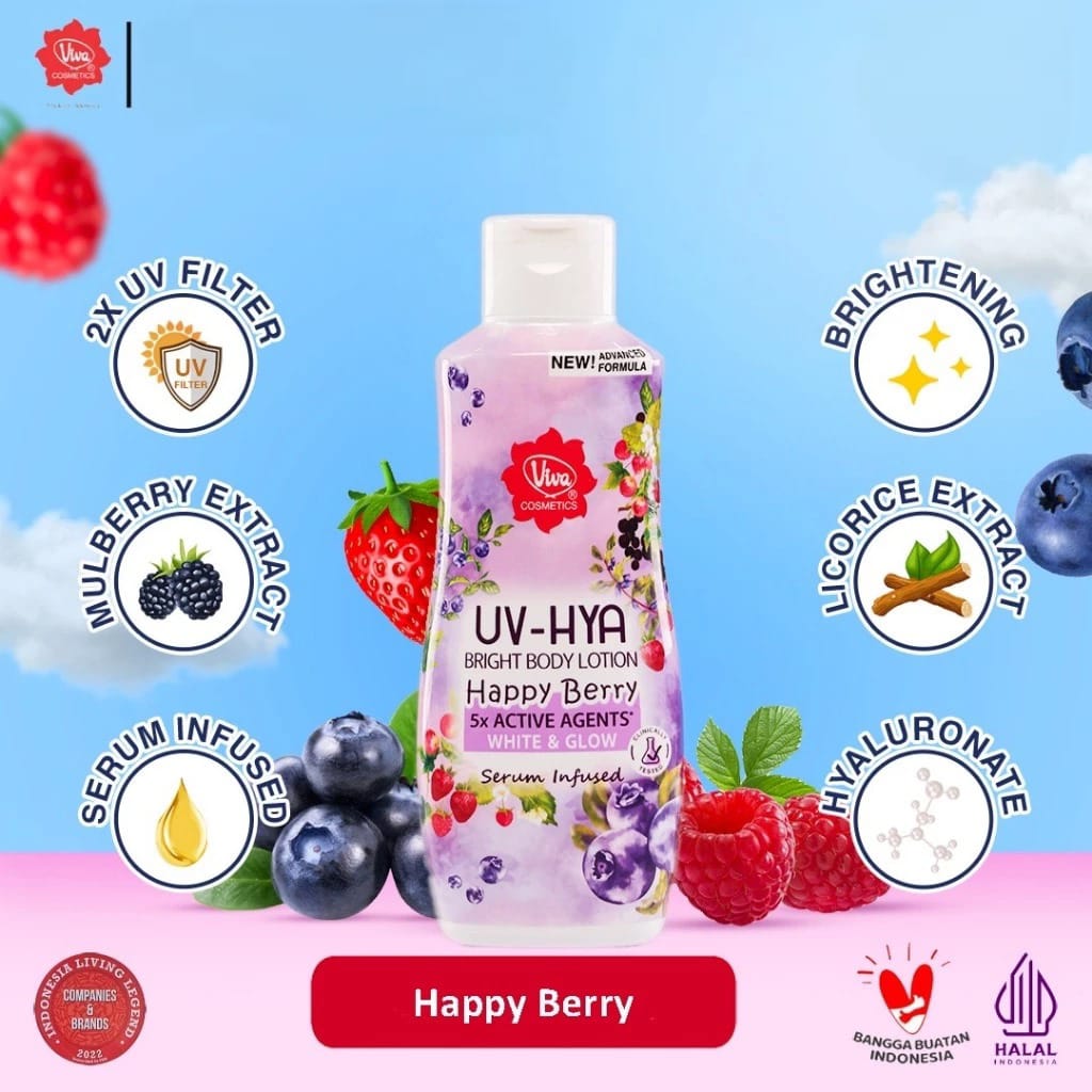Viva UV-Hya Bright Body Lotion 185ml - Happy Berry (White &Glow)