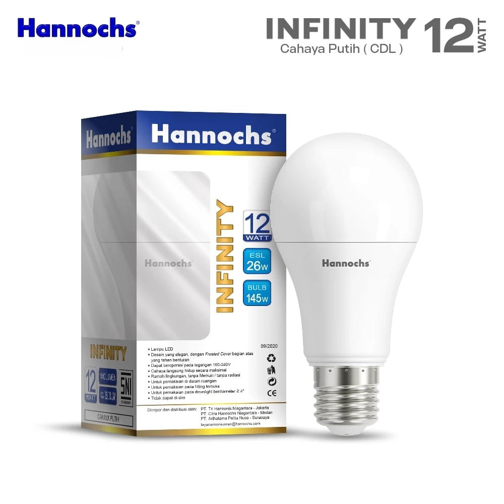 Hannochs Infinity Bohlam LED - 12Watt (12W) CDL Hannochs Infinity Bohlam LED - 12Watt (12W) CDL