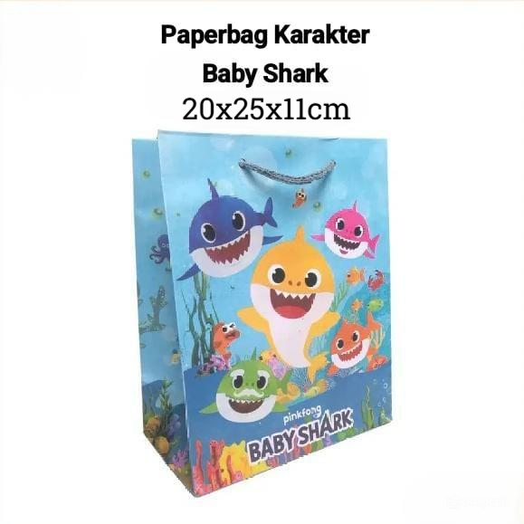 Paperbag Karakter Baby Shark 20x25x11cm - Tas Belanja Hampers Ulang Tahun Paperbag Karakter Baby Shark 20x25x11cm - Tas Belanja Hampers Ulang Tahun