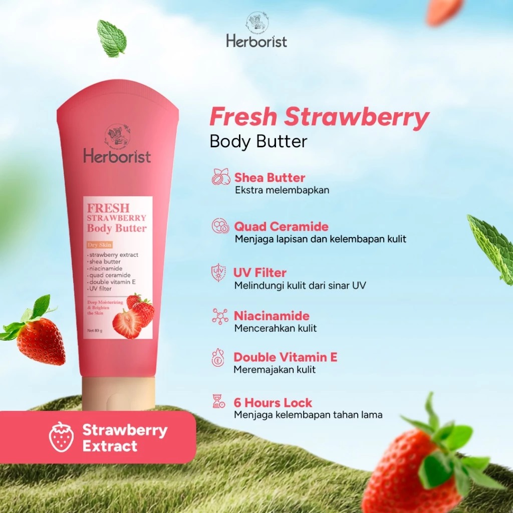 Herborist Body Butter 80gr - Fresh Strawberry