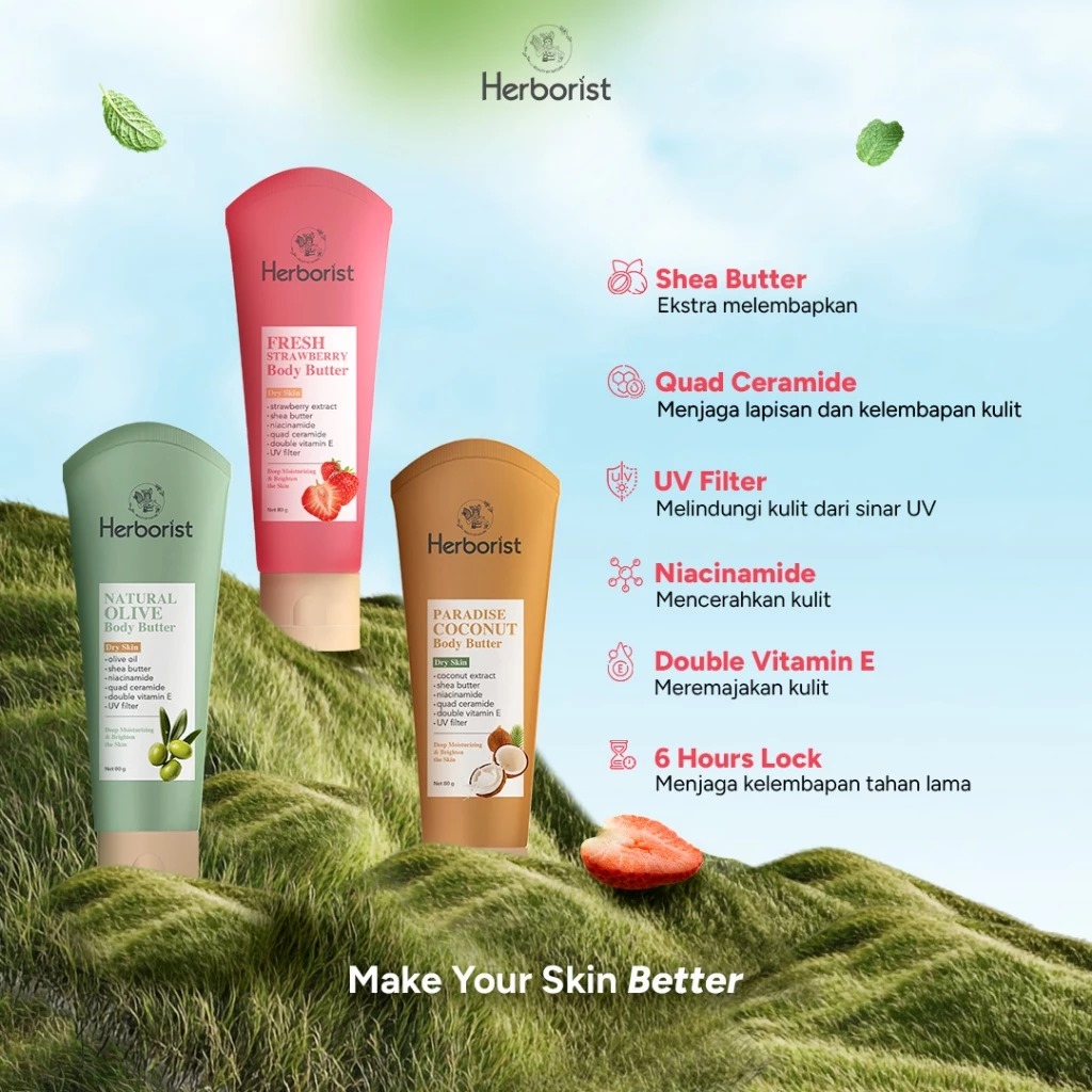 Herborist Body Butter 80gr - Fresh Strawberry