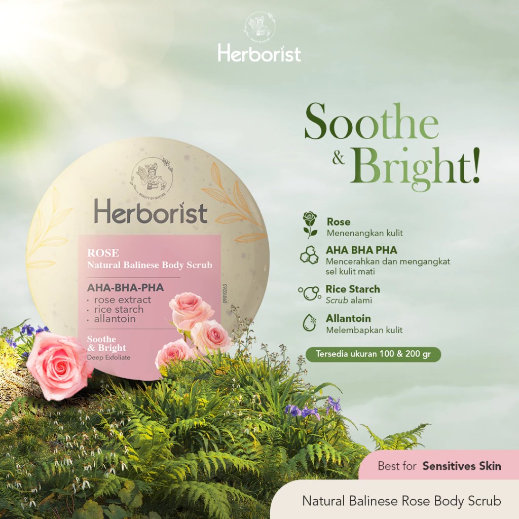 Herborist Natural Balinese Body Scrub 100gr - Rose Herborist Natural Balinese Body Scrub 100gr - Rose