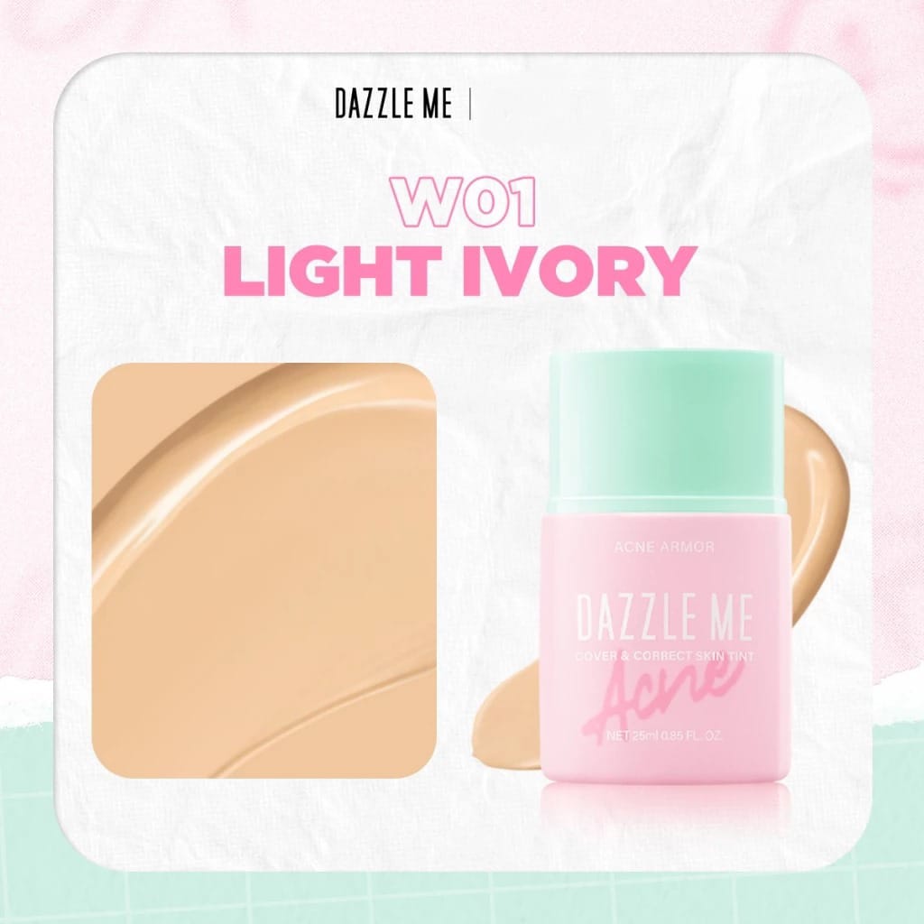 Dazzle Me Acne Armor Cover & Correct Skin Tint 25ml - W01 Light Ivory Dazzle Me Acne Armor Cover & Correct Skin Tint 25ml - W01 Light Ivory