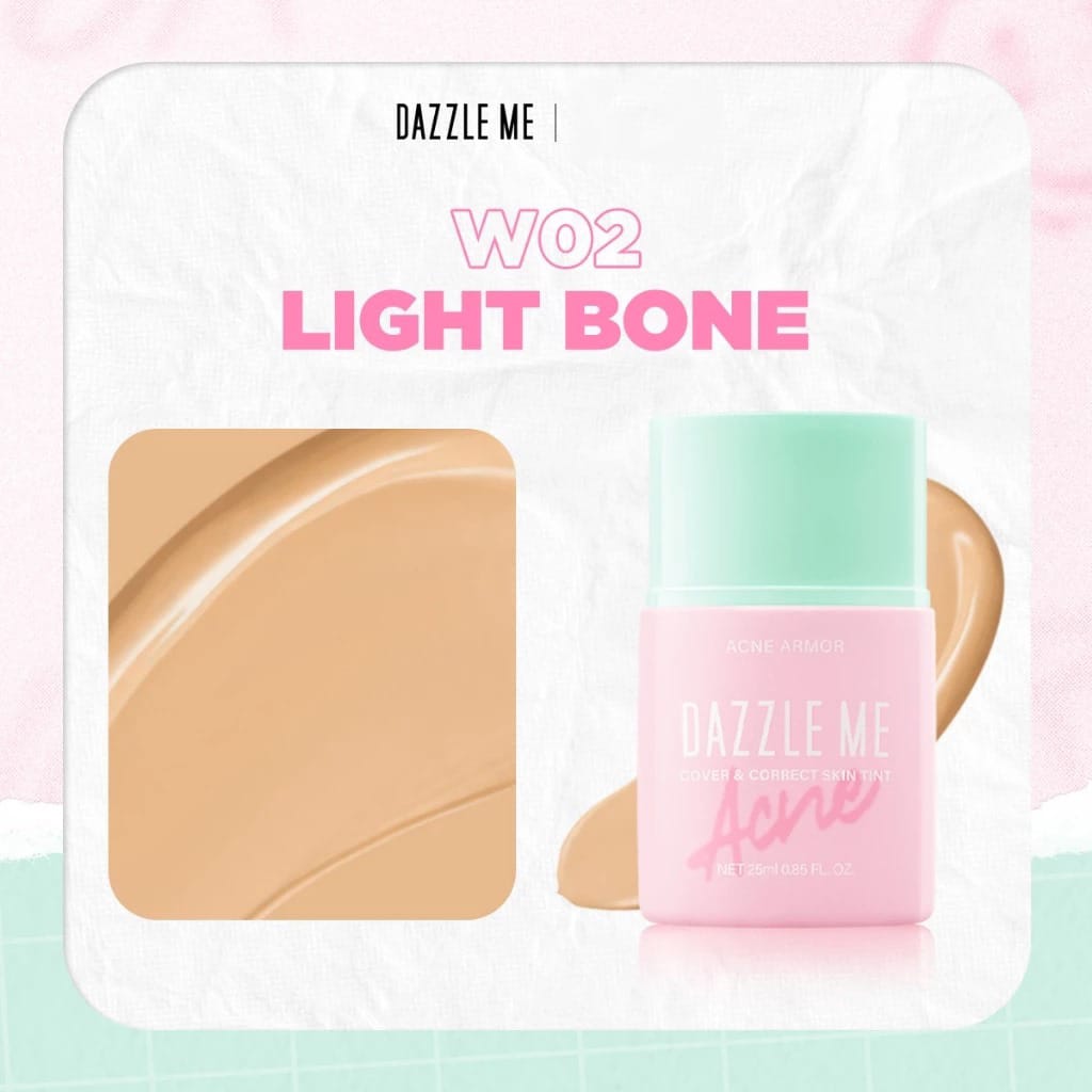 Dazzle Me Acne Armor Cover & Correct Skin Tint 25ml - W02 Light Bone Dazzle Me Acne Armor Cover & Correct Skin Tint 25ml - W02 Light Bone