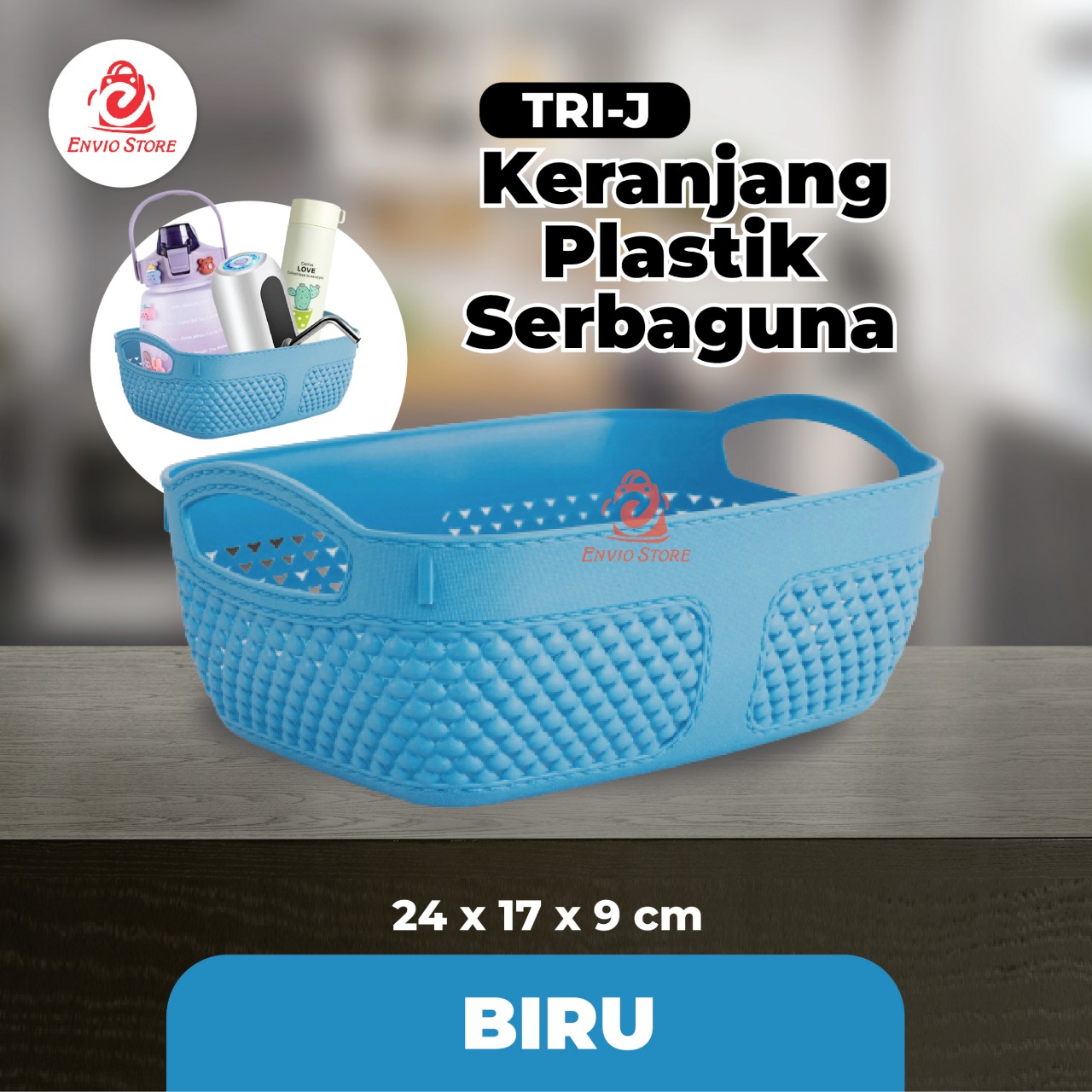 TRI J - Keranjang Plastik Serbaguna 24 x 17 x 9 cm - BIRU TRI J - Keranjang Plastik Serbaguna 24 x 17 x 9 cm - BIRU