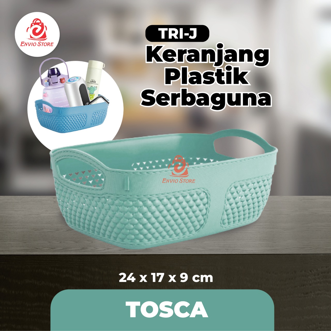 TRI J - Keranjang Plastik Serbaguna 24 x 17 x 9 cm - TOSCA TRI J - Keranjang Plastik Serbaguna 24 x 17 x 9 cm - TOSCA