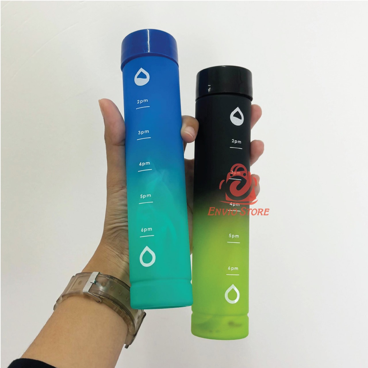 Botol Minum Rainbow 3in1 - Botol Isi 3 (Free Sedotan) (HX3138) - HITAM HIJAU