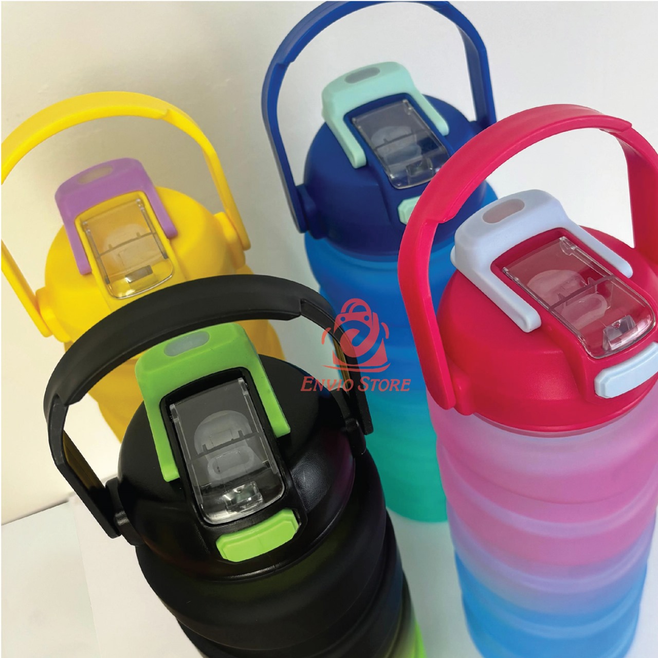 Botol Minum Rainbow 3in1 - Botol Isi 3 (Free Sedotan) (HX3138) - HITAM HIJAU