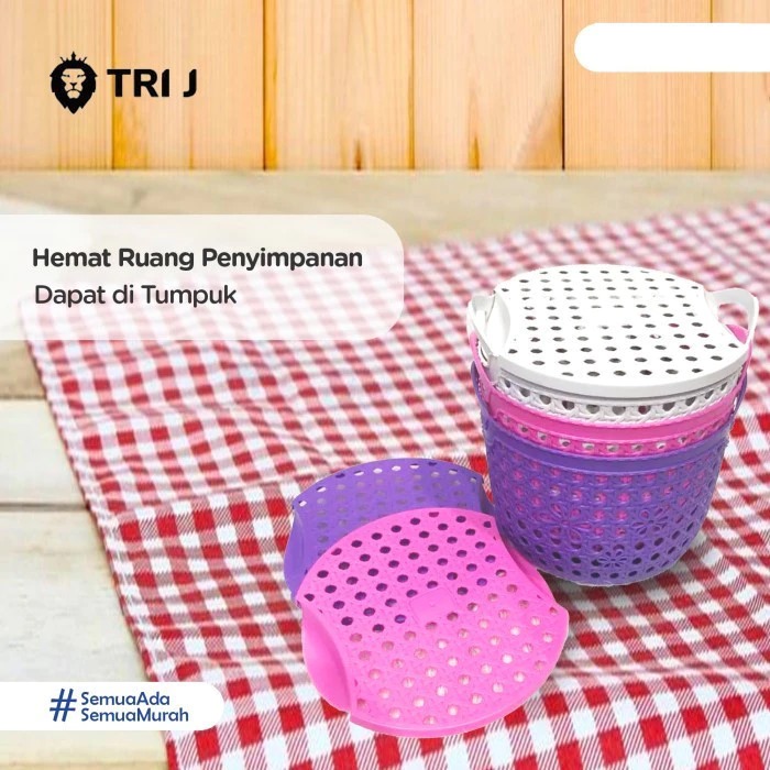 (ISI 10) TRI J - Keranjang Parcel + Tutup - PINK (Keranjang Multifungsi / Keranjang Souvenir)
