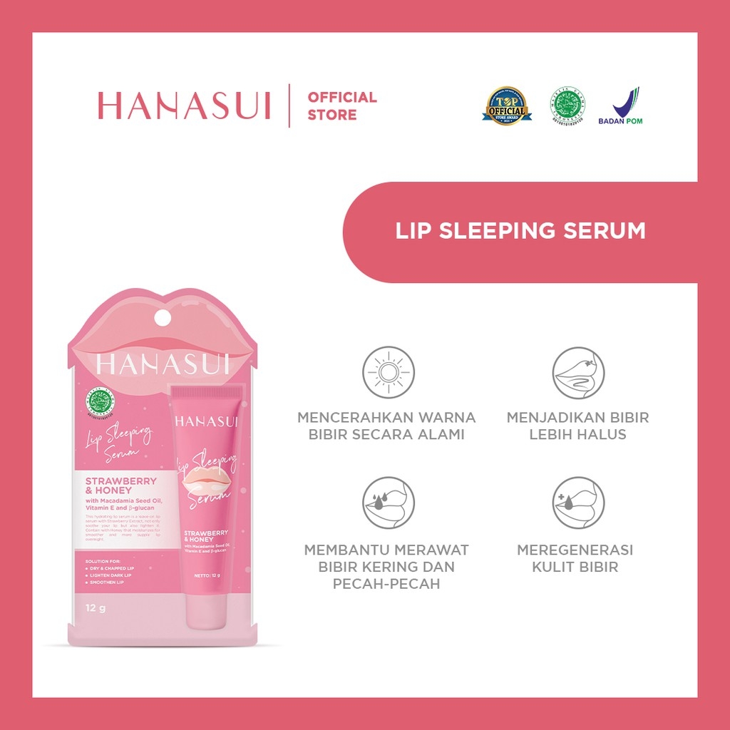 HANASUI Lip Sleeping Serum Strawberry & Honey 12gr