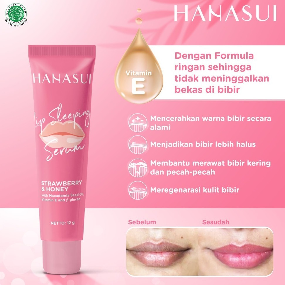 HANASUI Lip Sleeping Serum Strawberry & Honey 12gr