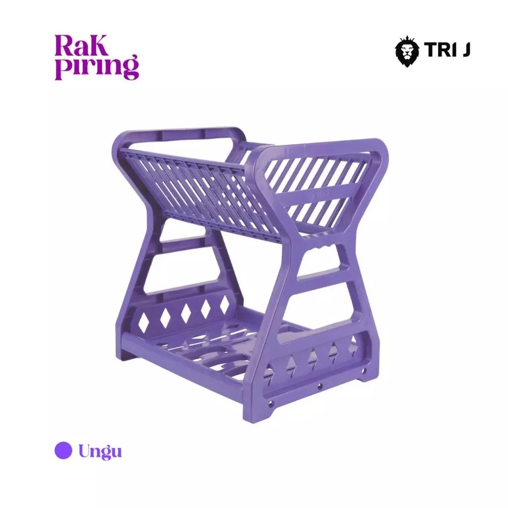 TRI J - Rak Piring Plastik 2 Susun Mini - UNGU (Wadah Piring Gelas Alat Makan)
