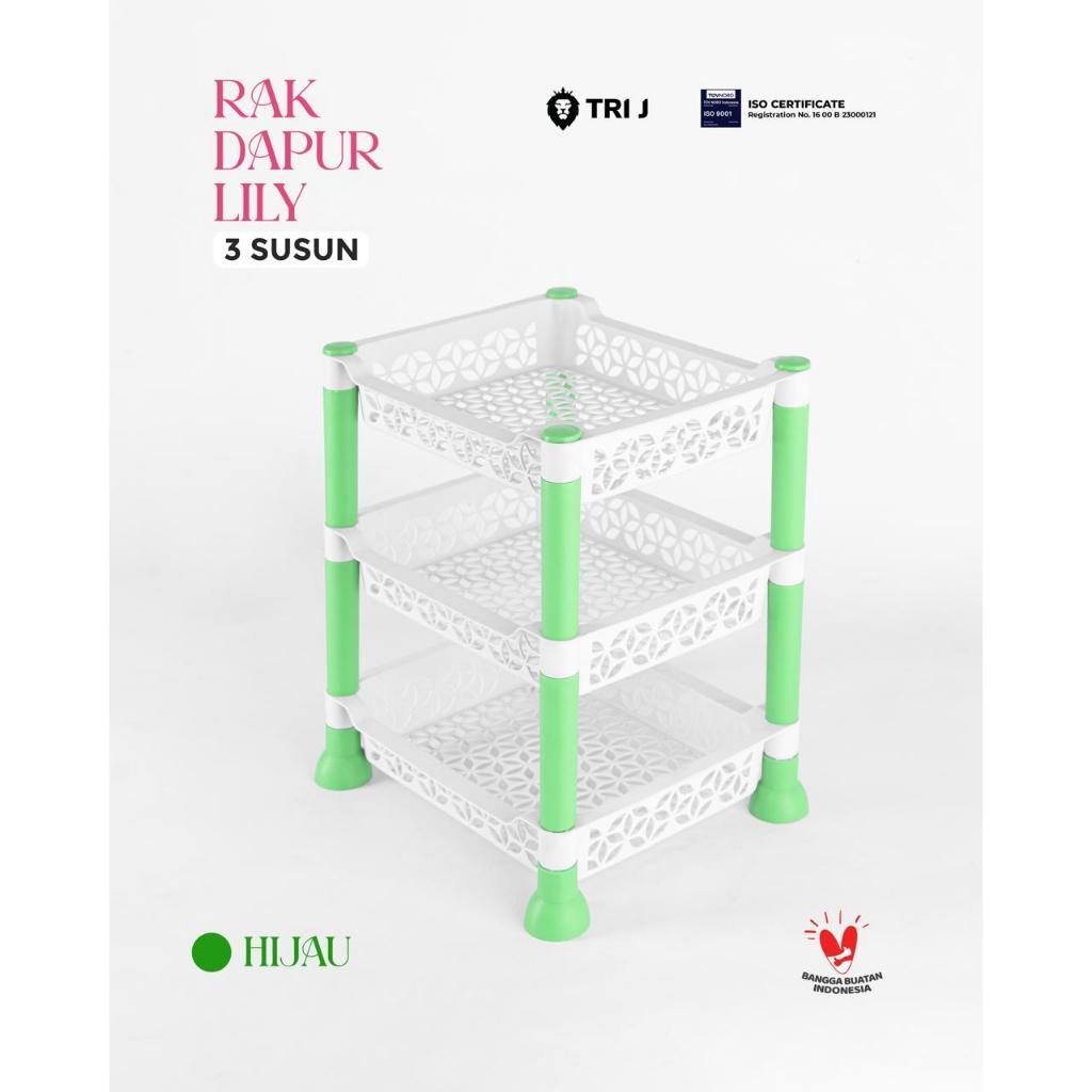 TRI J - Rak Dapur 3 Susun - HIJAU (Rak Penyimpanan Dapur)