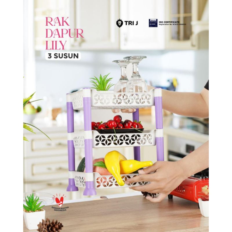 TRI J - Rak Dapur 3 Susun - HIJAU (Rak Penyimpanan Dapur)