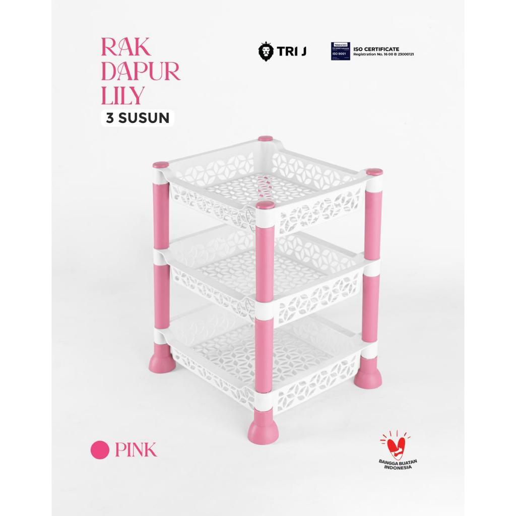 TRI J - Rak Dapur 3 Susun - PINK (Rak Penyimpanan Dapur)