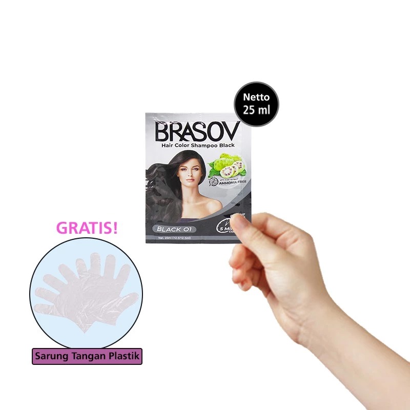 Brasov Hair Color Shampoo 25ml - 01 Black