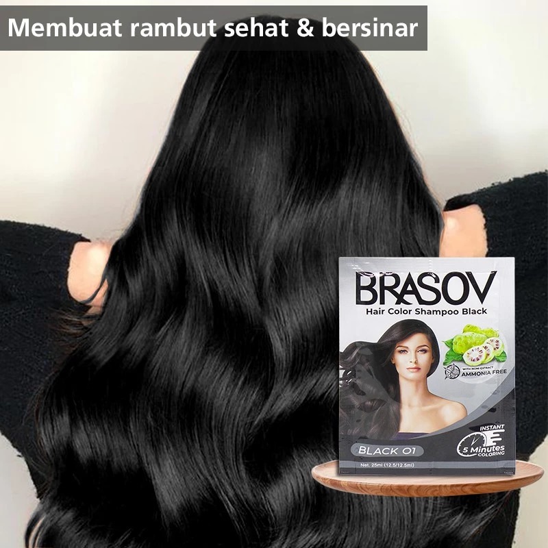 Brasov Hair Color Shampoo 25ml - 01 Black