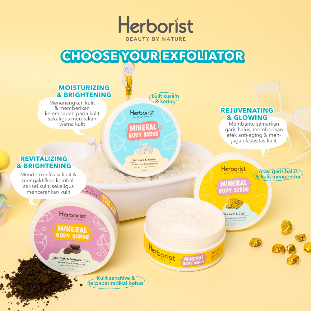 Herborist Mineral Body Scrub 100gr - Sea Salt & Kaolin (Moisturizing & Brightening)