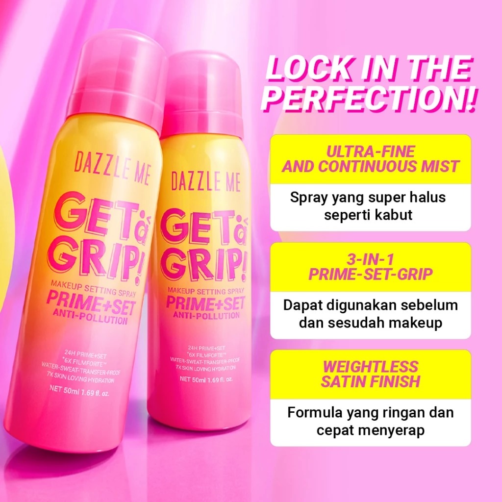 Dazzle Me Get a Grip! Makeup Setting Spray Prime + Set Anti Pollution 50ml