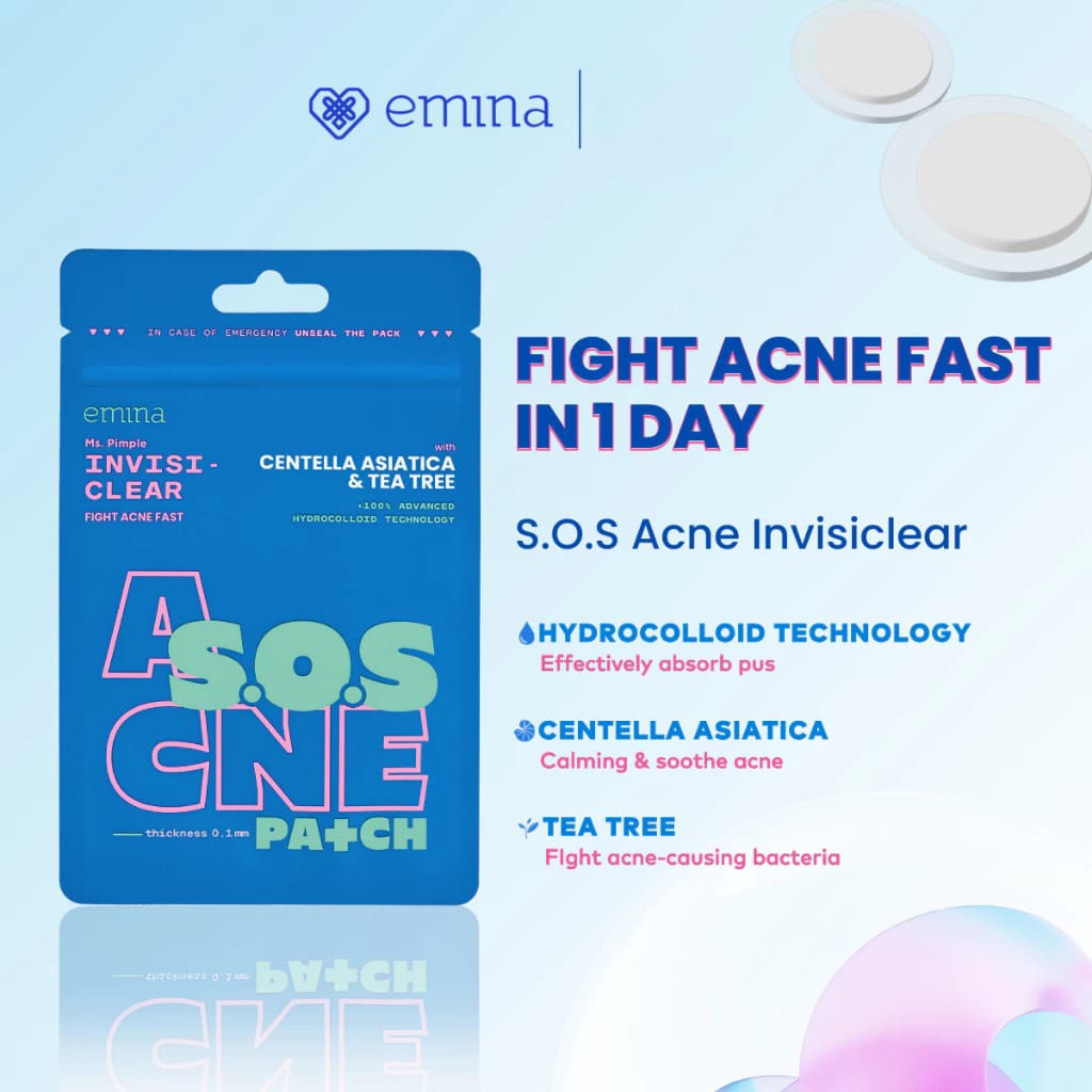 Emina Ms. Pimple SOS Acne Patch - Invisi Clear 12pcs (With Centella Asiatica & Tea Tree)