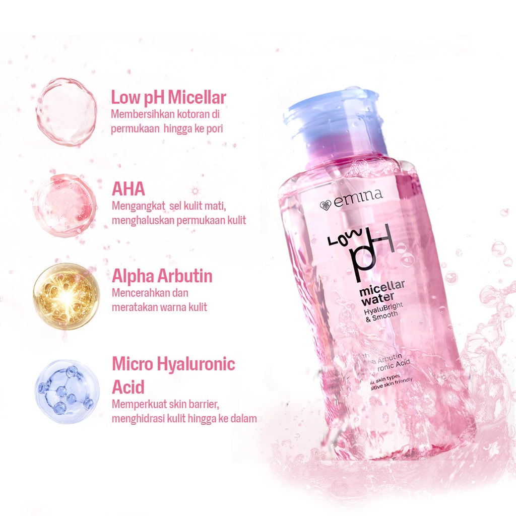 Emina Low pH Micellar Water 125ml - Hyalu Bright & Smooth