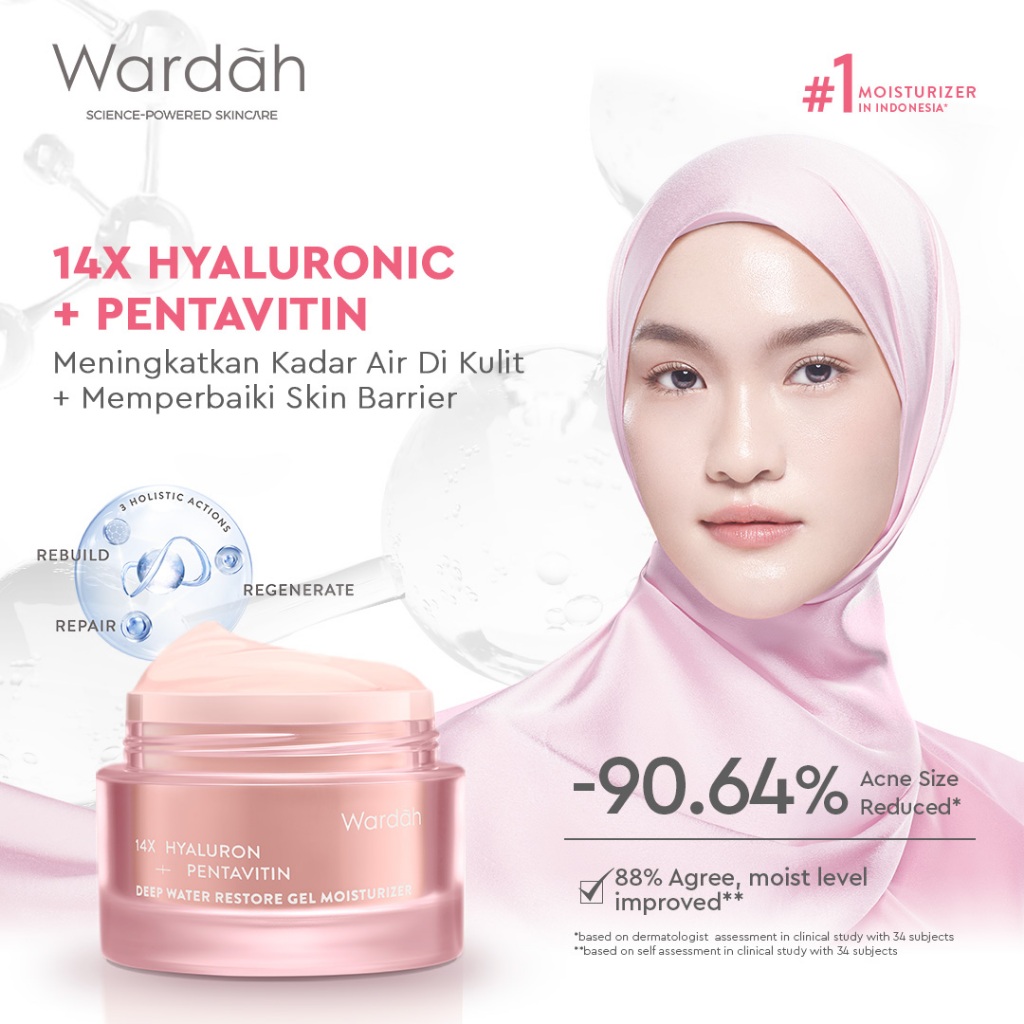 Wardah Gel Moisturizer 30gr - 14x Hyaluronic + Pentavitin (Pink)