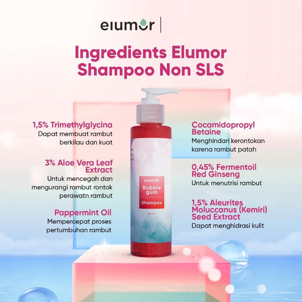 Elumor Shampoo Non SLS 200ml - Bubblegum