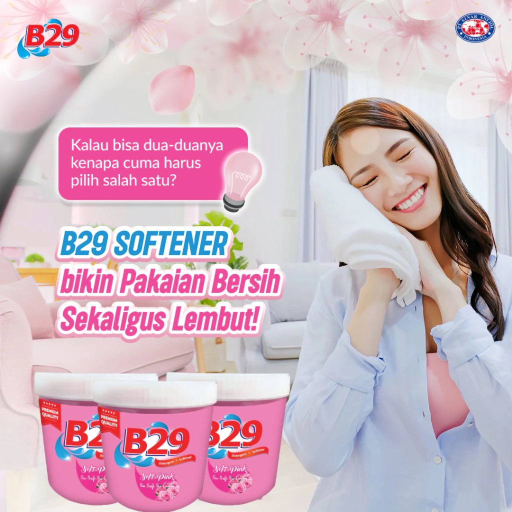 B29 Detergent Bubuk + Softener CUP 150gr - Soft Pink