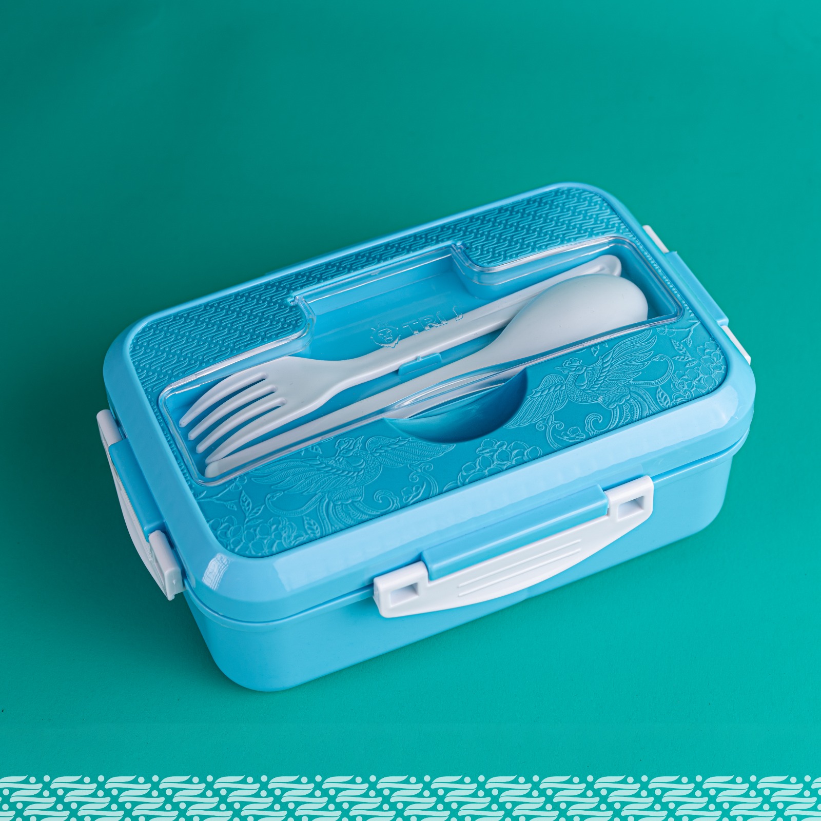 TRI J - Lunch Box 4in1 - PUTIH (Free Sendok dan Garpu)