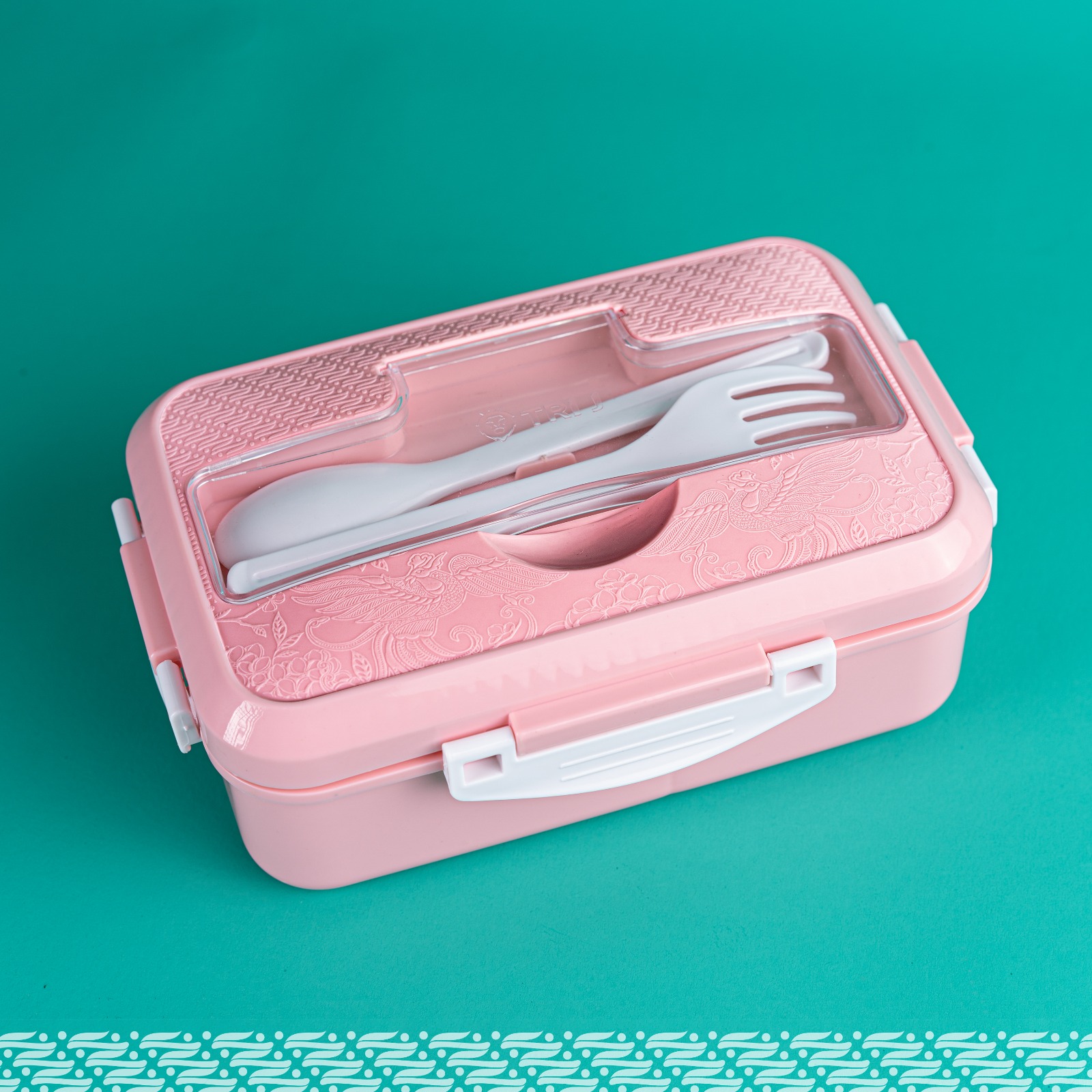 TRI J - Lunch Box 4in1 - PINK (Free Sendok dan Garpu)