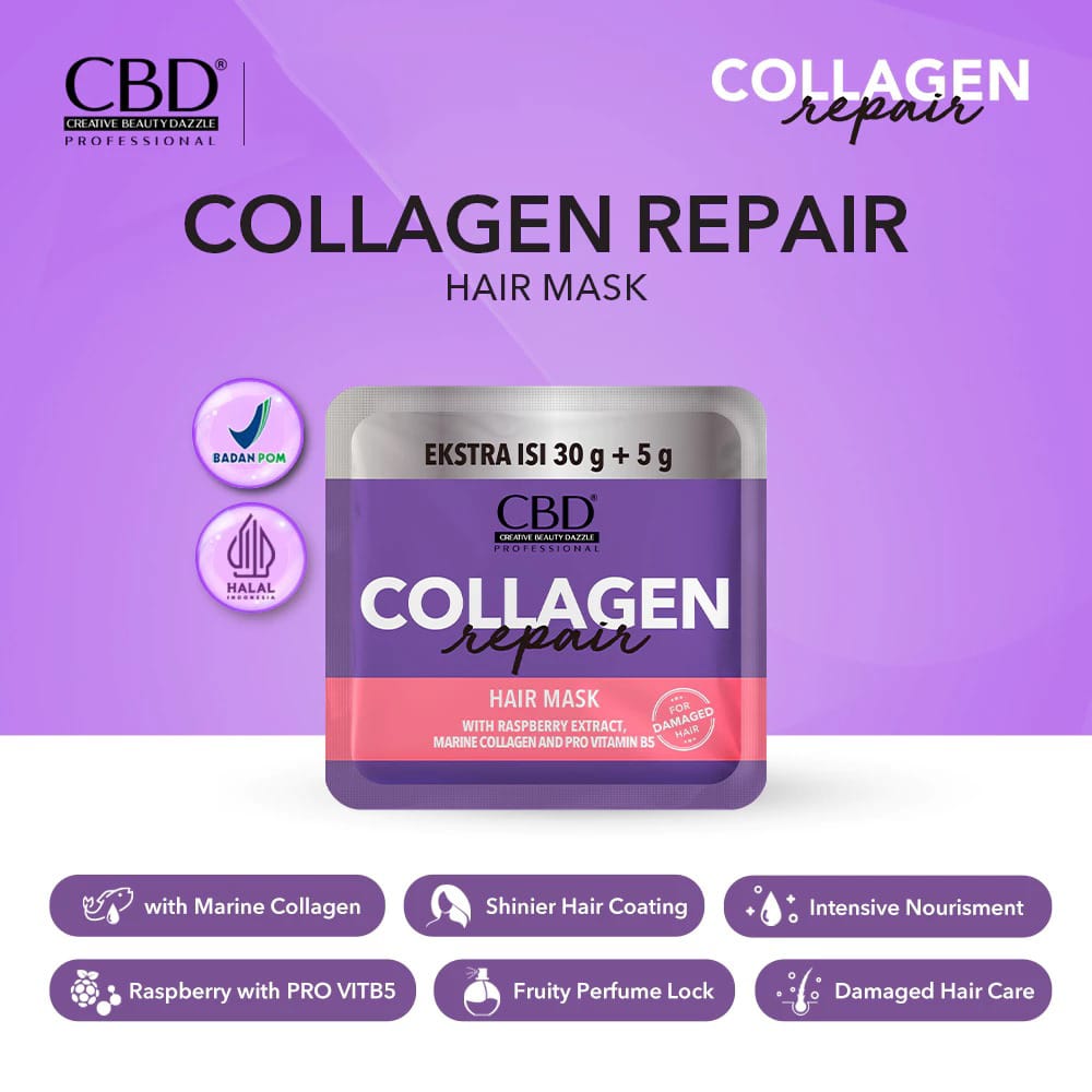 CBD Professional Collagen Repair (For Damaged Hair) - Hair Mask Sachet 35gr (30+5)