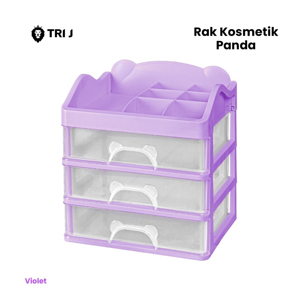 TRI J - Laci 3 Susun PANDA - PUTIH (Rak Kosmetik Makeup Organizer)