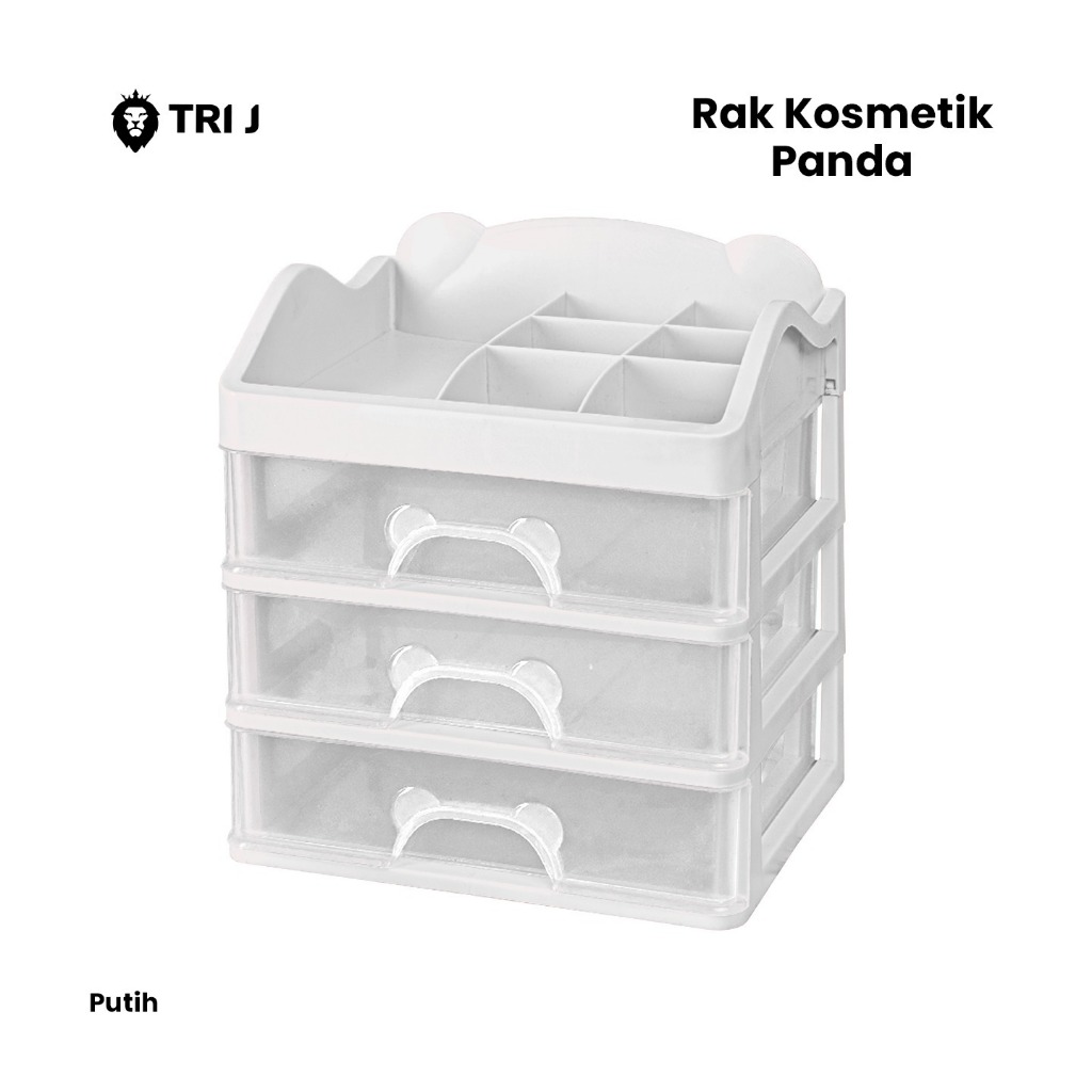 TRI J - Laci 3 Susun PANDA - UNGU (Rak Kosmetik Makeup Organizer)
