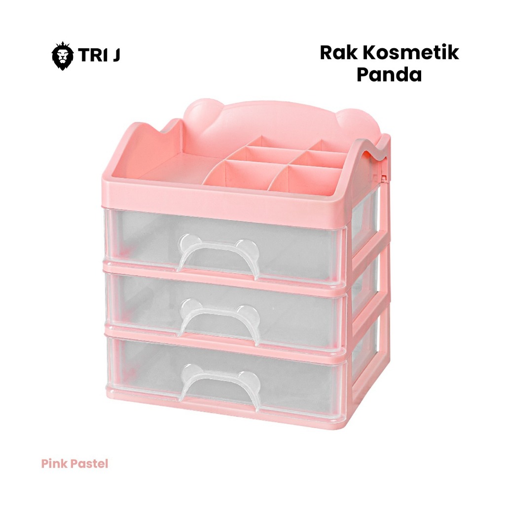 TRI J - Laci 3 Susun PANDA - UNGU (Rak Kosmetik Makeup Organizer)