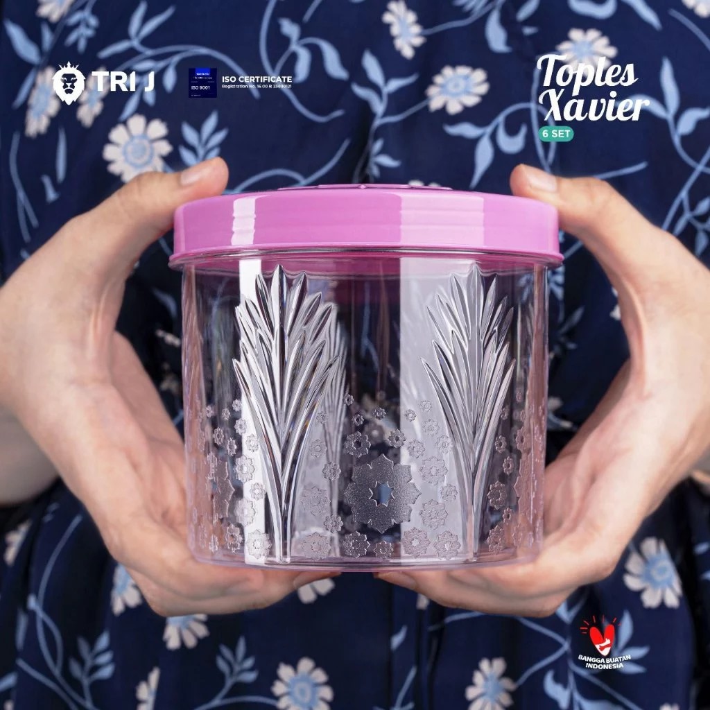 TRI J - Toples Kristal 6 Set + Nampan - HIJAU (Toples Snack Lebaran)