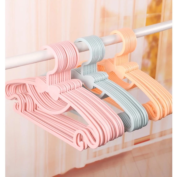 (SET 10pcs) Gantungan Baju Anak - PINK (Kids Clothes Hanger Multifungsi Warna Pastel)